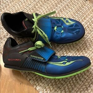 Saucony Men's Blue Green Soarin J2 Pole Vault track spikes cleats shoes sz 7